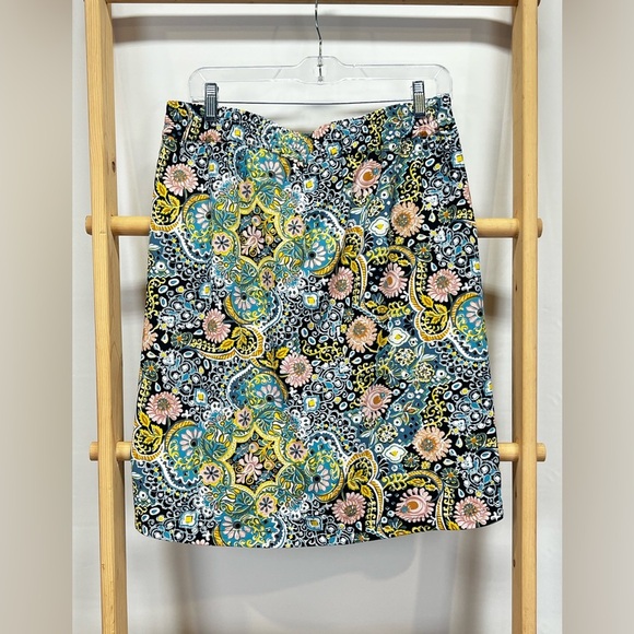 LOFT Blue and Pink Floral elastic waist drawstring skirt size M - Picture 6 of 12